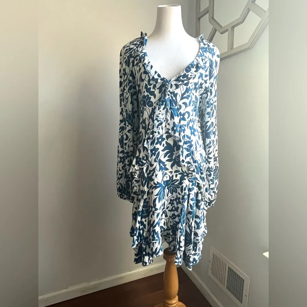 Free people Rebecca floral print mini dress in blue